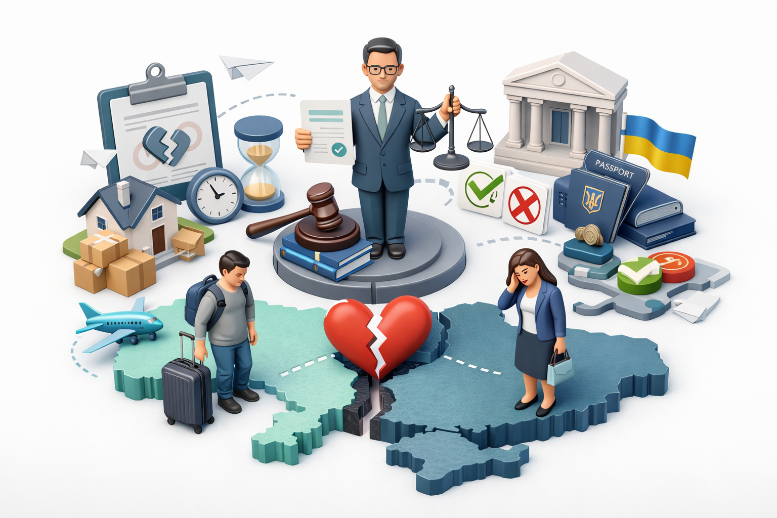 Розлучення для переселенців через суд з адвокатом, зміна місця проживання та поділ сімейних прав