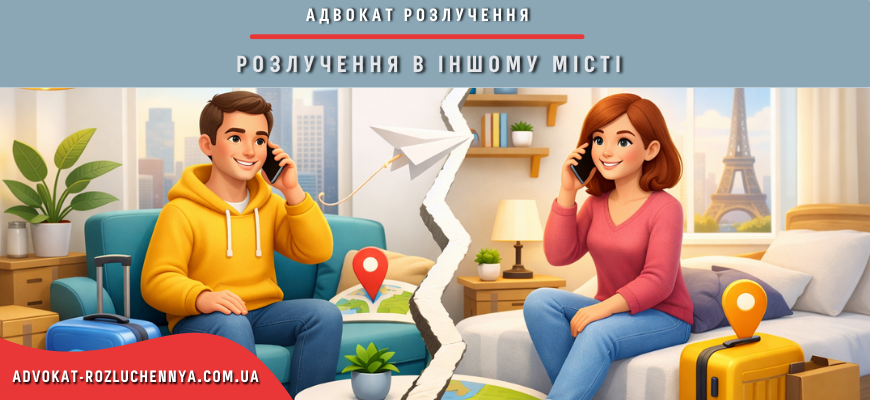 Розлучення в іншому місті між подружжям на відстані з валізами та картою