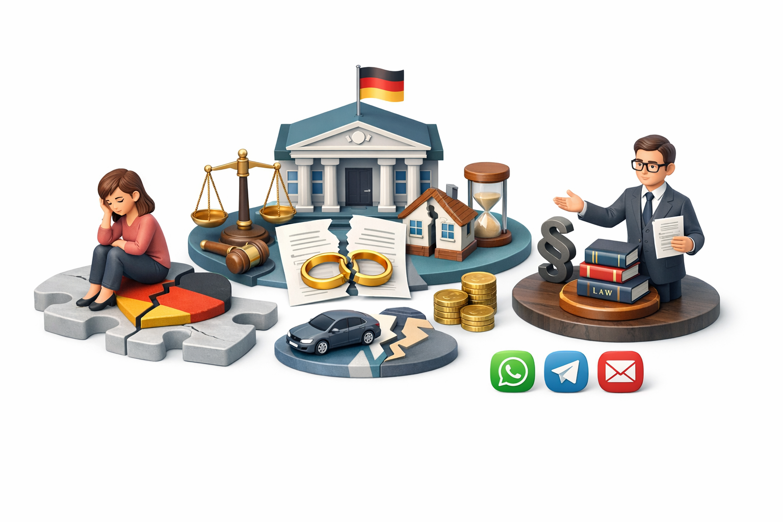 Розлучення в Німеччині через суд із поділом майна та юридичною підтримкою адвоката